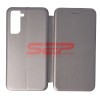 Husa Flip Cover Samsung Galaxy S21, Piele Eco, Protectie 360, Tip Carte, Fossil Gray