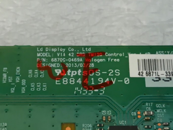 6870c-0469a tcon 6870c-0469a V14 42 DRD TM120 Control_Ver 1.4B LC420DUJ-SGK1 42 42E5ERS 42E730A 42E660E