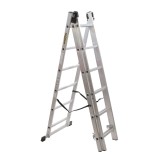 Scara aluminiu, adaptabila, 3 x 6 trepte, inaltime 2.97 m, 150 kg