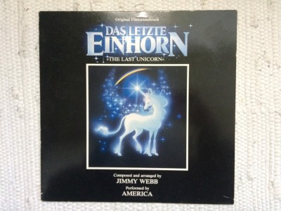 america the last unicorn original film soundtrack 1983 disc vinyl lp muzica symphonic pop rock virgin VG+ foto