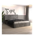 Pat Tapitat Filip Gri + Saltea Lux Ortopedica 160x200cm