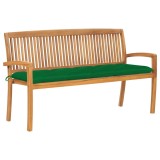 VidaXL Bancă de grădină stivuibilă cu pernă, 159 cm, lemn masiv tec