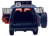 Masinuta metalica replica Toyota Land Cruiser off-road cu lumini si sunete, portocaliu cu albastru