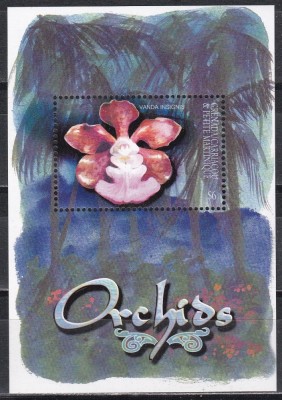 Grenada Carriacou 2001 - Flori - Orhidee, Colita, MNH foto