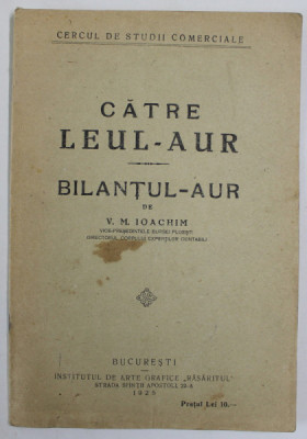 CATRE LEUL - AUR / BILANTUL AUR de V.M. IOACHIM , 1925, DEDICATIE * foto