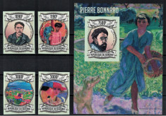 BURUNDI 2013 - Picturi, Pierre Bonnard / serie completa+colita MNH foto