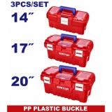 Set 3 Cutii de Scule EMTOP EPBXK0301, Plastic Durabil, Dimensiuni 14&quot;, 17&quot;, 20&quot;, Maner Rezistent si Compartimente pentru Organizare, Ideal pentru mest