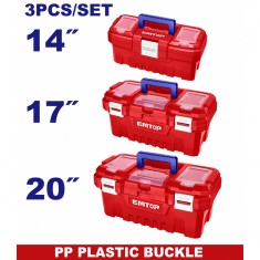 Set 3 Cutii de Scule EMTOP EPBXK0301, Plastic Durabil, Dimensiuni 14&amp;quot;, 17&amp;quot;, 20&amp;quot;, Maner Rezistent si Compartimente pentru Organizare, Ideal pentru mest foto