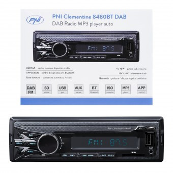 RADIO MP3 PLAYER AUTO DAB SI RDS PNI CLEMENTINE 8480BT 4X45W, 12/24V, CU SD, USB, AUX, RCA, BLUETOOTH SI USB 1.5A foto