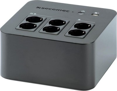 UPS SOCOMEC Line Int. mgmt,brick,600VA/ 360W,AVR,6xsocket Shucko,indicatie LED,1x12V/7A,Backup 15 min,incarcare 8h,conector USB,USB charger,&amp;quot;Netys PL foto