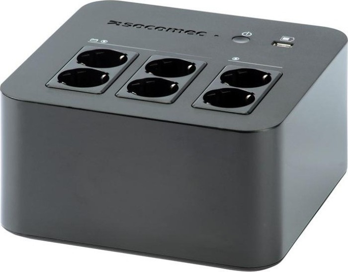 UPS SOCOMEC Line Int. mgmt,brick,600VA/ 360W,AVR,6xsocket Shucko,indicatie LED,1x12V/7A,Backup 15 min,incarcare 8h,conector USB,USB charger,&amp;quot;Nety