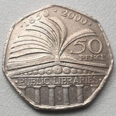Moneda 50 pence 2000 Marea Britanie, Public Libraries