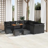 VidaXL Set de canapele pentru grădină 14 pcs Negru 110 x 55 x 71 cm