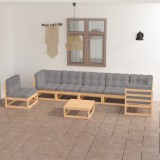 vidaXL Set mobilier de grădină cu perne, 8 piese, lemn masiv de pin 3076649