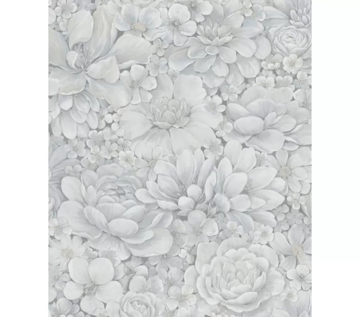 Tapet floral, extralavabil, argintiu, dormitor, Marburg Botanica, 33953