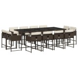 Cumpara ieftin Set mobilier de gradina, 13 piese, maro, cu perne, poliratan