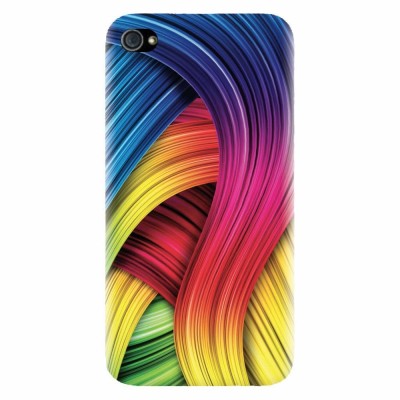 Husa silicon pentru Apple Iphone 4 / 4S, Curly Colorful Rainbow Lines Illustration foto