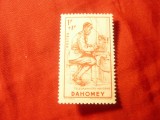 Timbru Dahomey colonie franceza 1941 - Telegrafist , 1fr+1fr. fara guma