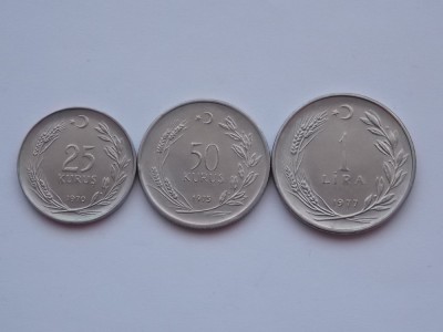 LOT 3 MONEDE TURCIA-25 KURUS , 50 KURUS , 1 LIRA &amp;ndash; foto