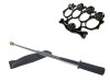 Set baston telescopic flexibil argintiu, maner cauciuc, 47 cm si box,rozeta craniu negru