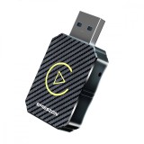 Adaptor auto Wireless CarPlay si Android Auto, Emeszon&reg;, FC1, USB si Type-C, Wifi 5.8GHz, Bluetooth 5, fibra carbon, negru
