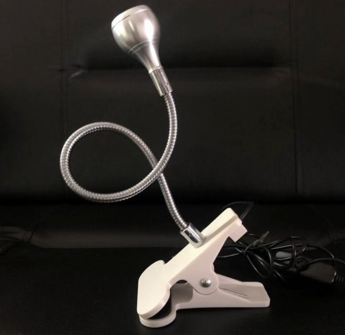 Lampă lanternă LED cu clește, flexibilă cu conector USB, 3V/5V, silver