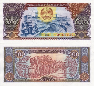 LAOS 500 kip 1988 UNC!!! foto