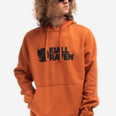 Fjallraven hanorac de bumbac Logo Hoodie bărbați, culoarea maro, cu glugă, cu imprimeu F84144.243-243