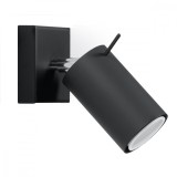 Lampă De Perete Ring Negru Oțel 1 Bec Tub Modern De Interior