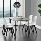 [en.casa]&reg; Masa Somalia design elegant efect lemn cu picioare hairpin ,120 x 70 x 75 cm, metal/MDF, negru/efect beton pentru 4 persoane HausGarden Lei, [en.casa]