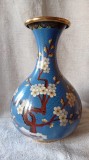 China vas din alamă cu email cloissone vintage flori de cireș r&acirc;ndunică