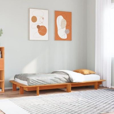 vidaXL Cadru pat fără saltea, maro ceruit, 100x200 cm, lemn masiv pin 850667 foto