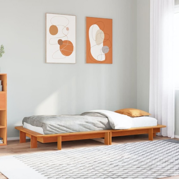 vidaXL Cadru pat fără saltea, maro ceruit, 100x200 cm, lemn masiv pin 850667