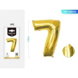 Balon aniversar PartyGo cifra 7, 40cm, auriu