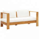 Canapea de gradina cu perna, alb crem, 140 cm, lemn de acacia