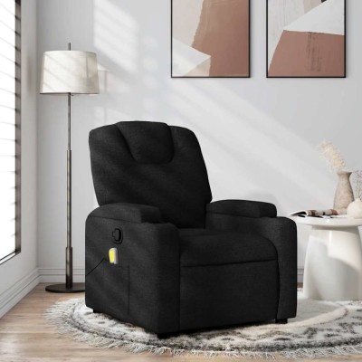 vidaXL Fotoliu de masaj rabatabil, negru, material textil foto