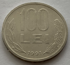 100 Lei 1991 Romania, varianta &amp;quot;99&amp;quot; cu codita rotunjita, RARA!, tip B foto