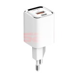 Incarcator Retea LDNIO 30W Fast Charge USB-A + USB-C Type-C, Qualcomm Quick Charge 3.0, Cablu 1M, Alb
