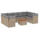 Cumpara ieftin Set canapele de gradina cu perne, 10 piese, bej, poliratan