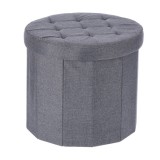 Cumpara ieftin Taburet textil gri inchis, pliabil cu spatiu depozitare 45 x 40 cm