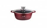 Cratita adanca cu pereti grosi 44cm, burgundy+ capac sticla Handy KitchenServ