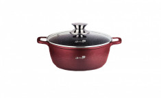 Cratita adanca cu pereti grosi 44cm, burgundy+ capac sticla Handy KitchenServ foto