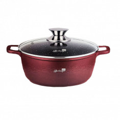 Cratita antiaderenta cu capac sticla 20cm burgundy Handy KitchenServ