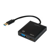 CABLU video LOGILINK splitter USB 3.0 (T) la HDMI (M) + VGA (M) 10cm rezolutie maxima Full HD (1920 x 1080) la 60 Hz negru &amp;quot;UA0234&amp;quot;
