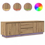 Cumpara ieftin Dulap TV cu lumini LED Artisan Stejar 160,5x41x50 cm