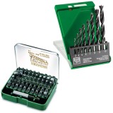 HiKOKI 715000 + 781982 - Set capete de insurubare mixte 61 bucati + Set burghie lemn cu varf ascutit 3-10 mm 8 bucati