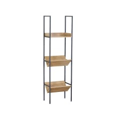 Etajera biblioteca cu rama metalica si 3 rafturi din stejar, 40 x 27 x 150 cm