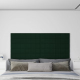 VidaXL Panouri de perete 12 buc. verde &icirc;nchis 90x15 cm catifea 1,62 m&sup2;