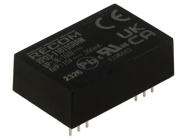 Convertor DC/DC 3W 36-160V la 15V 200mA DIP24