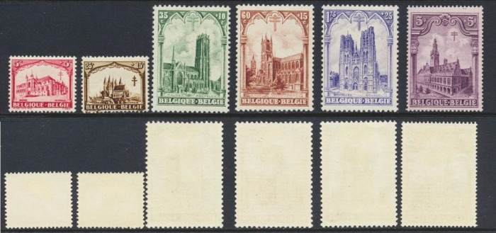 Belgium 1928 Anti tuberculosis Buildings Mi.244-249 Sc.B78-83 MLH AM.554